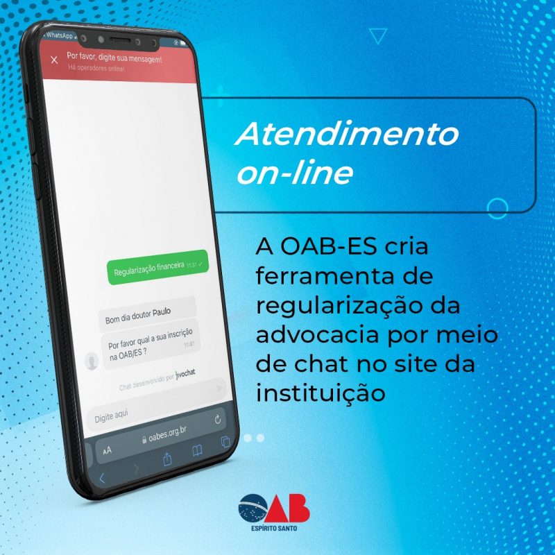 Ferramenta de regularização da advocacia agora disponível no site da OAB-ES, com chat integrado