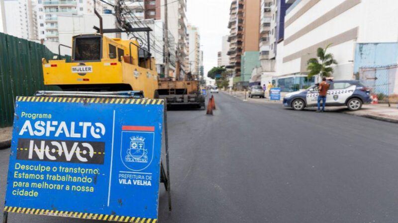 Ruas da Praia da Costa recebem recapeamento pelo Programa Asfalto Novo