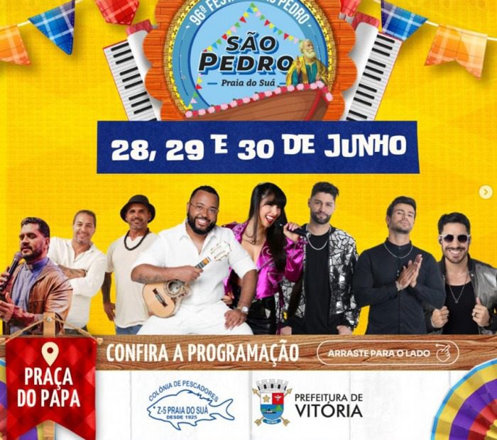 Festa de São Pedro terá três dias de celebração na sua 96ª edição, começando nesta sexta-feira (28)