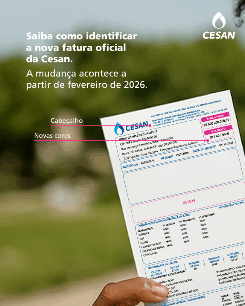 Cesan anuncia mudança no visual da conta a partir de fevereiro